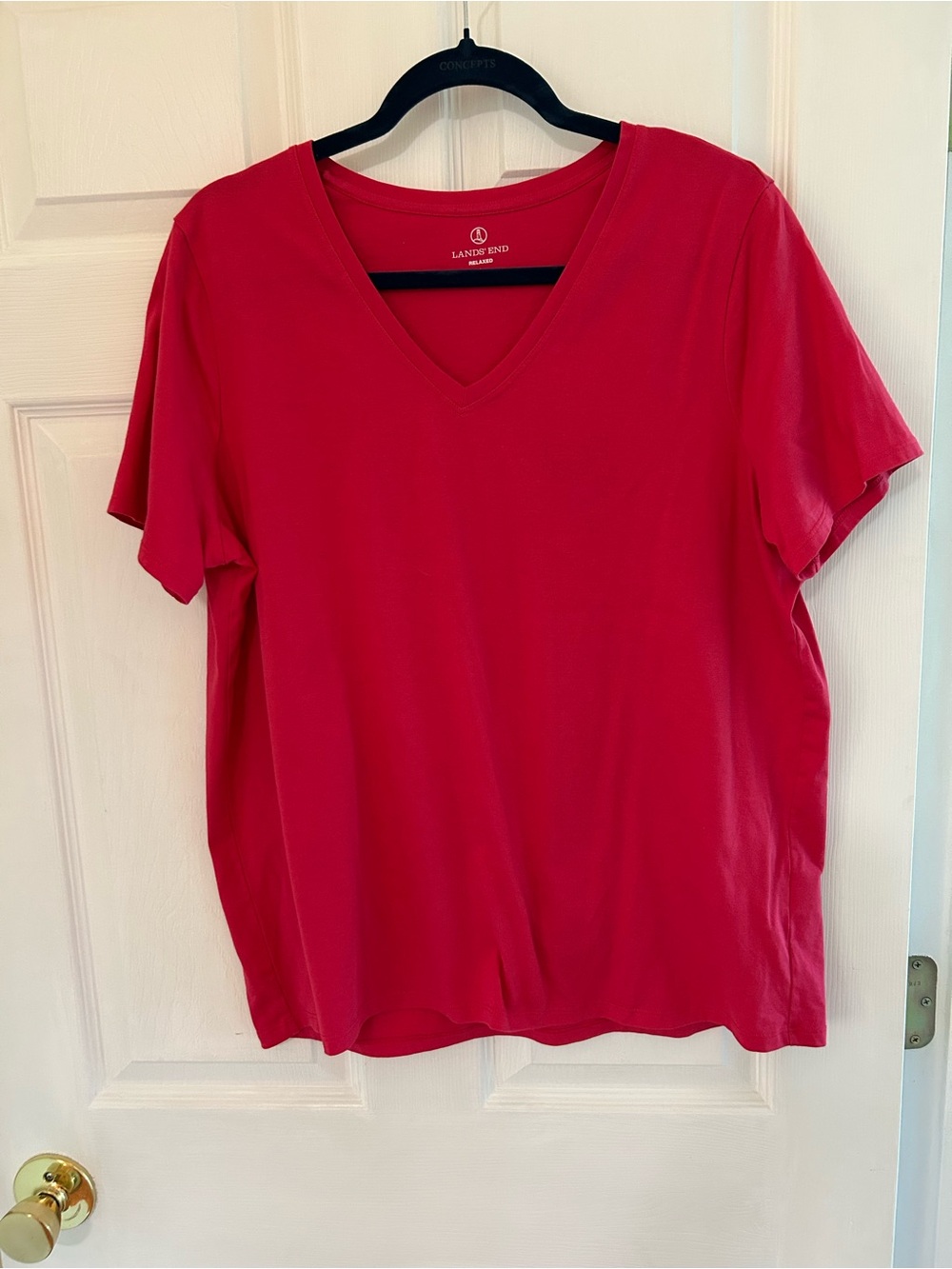 Lands' End Women's V-Neck Short Sleeve Tee in Cherry Fuschia